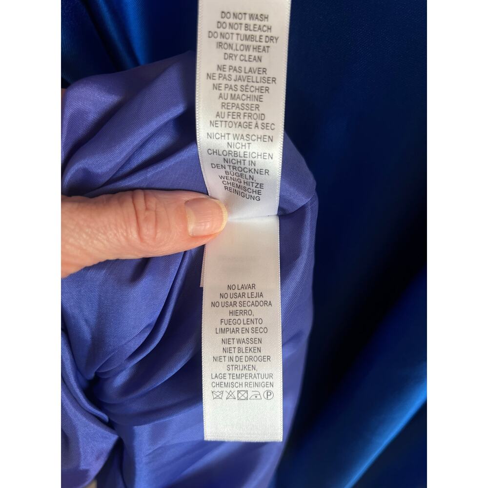 ADRIANNA PAPELL ARCADIA SLEEVELESS HIGH LOW BALL GOWN YVES BLUE SIZE 8 NWT - Picture 14 of 15